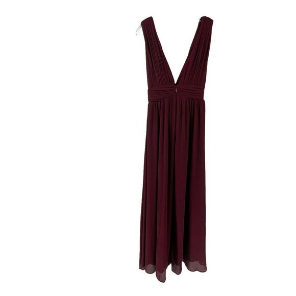 Lulus Burgundy Heavenly Hues Maxi Dress Gown Bridesmaid V Neck Slit Size Small - Picture 2 of 9